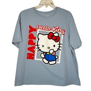 Sanrio Hello Kitty Hybrid Apparel Blue Happy Graphic Shirt Women's Size XL